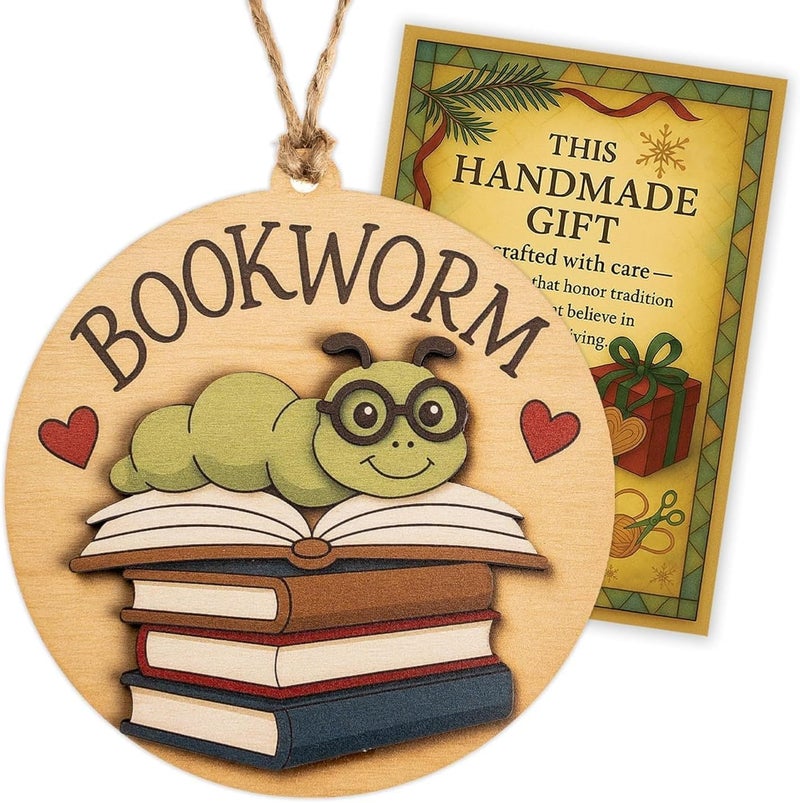 NELXI Bookworm Gifts for Women, Funny Christmas Ornaments, Unique Book Ornament, Holiday Book Lover Christmas Ornaments, Reading Club Gifts for Women, Librarian Present, Literary Decor Keepsake, Cozy Accent - Image 5